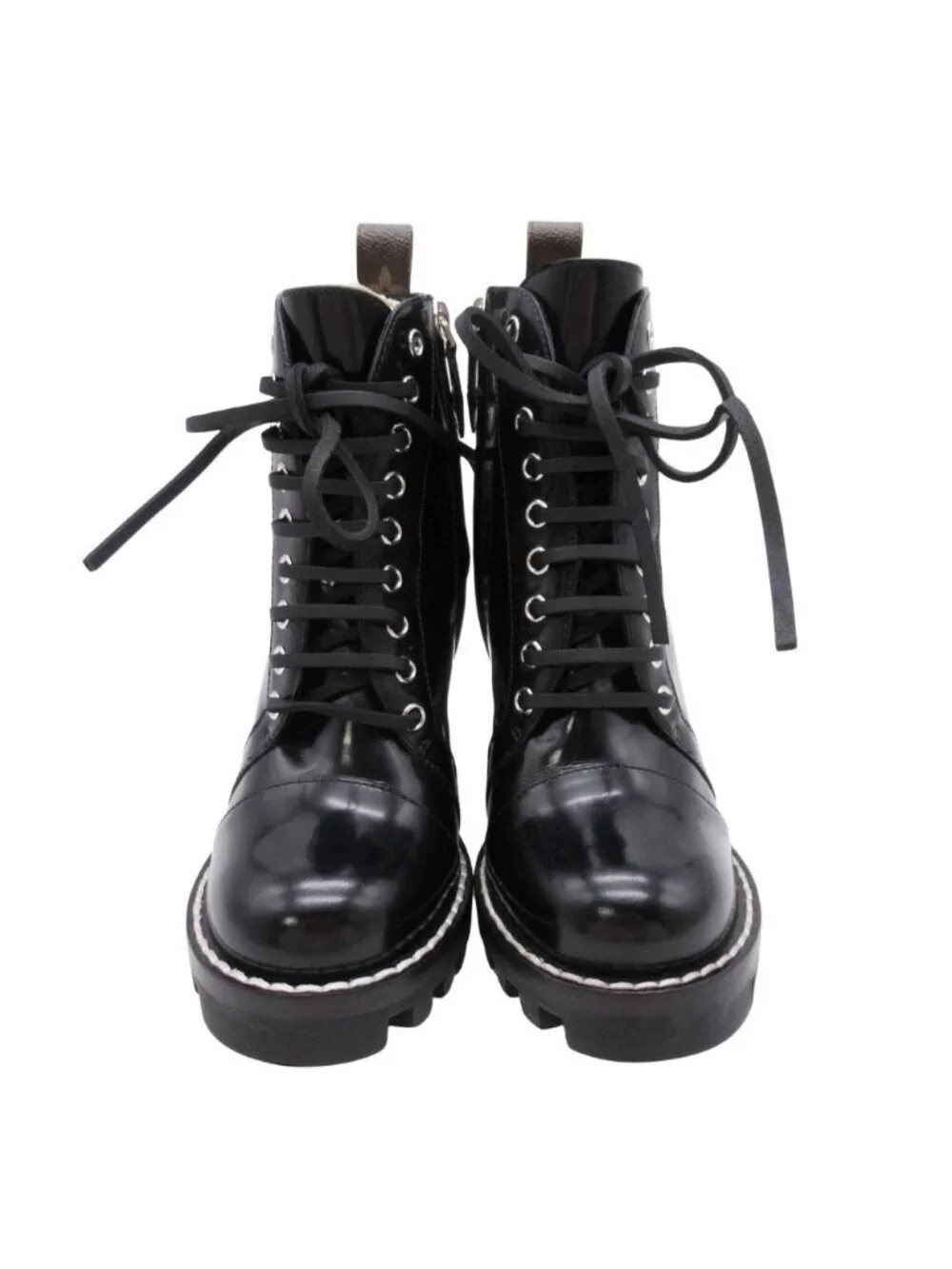 Louis Vuitton Star Trail Line Ankle Boots Short Chunky Heels Shoes 35 Black
